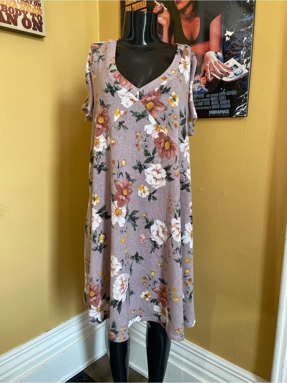 Women’s Plus Size Floral Swing Dress in Mauve Pink ( Torrid 1 )